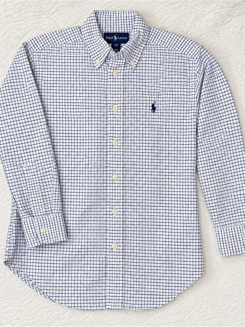 Ralph Lauren Navy & White Grid Button-Down Shirt